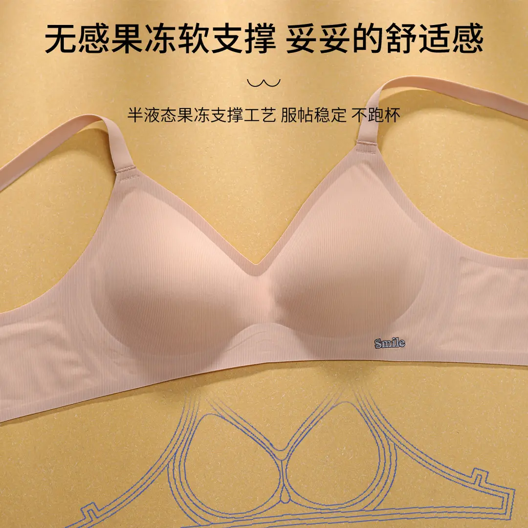 Seamless Naked Sense Underwear Women's Jelly Soft Support Adjustable Breast Lip Anti-sagging Ultra-soft Thin Bra without Steel Ring