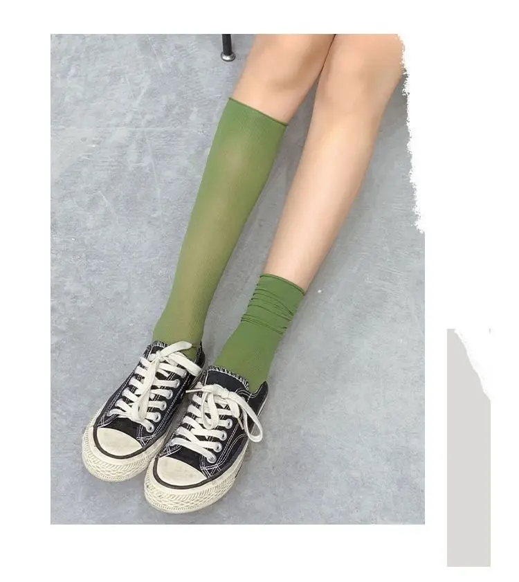 Spring and Autumn Japanese velvet pile socks Korean style mid-calf ins long women's socks women's solid color trendy ice socks — feature 16