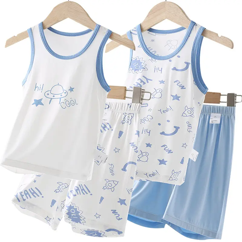 Children's Pink Modal Vest Shorts Set - Image 19