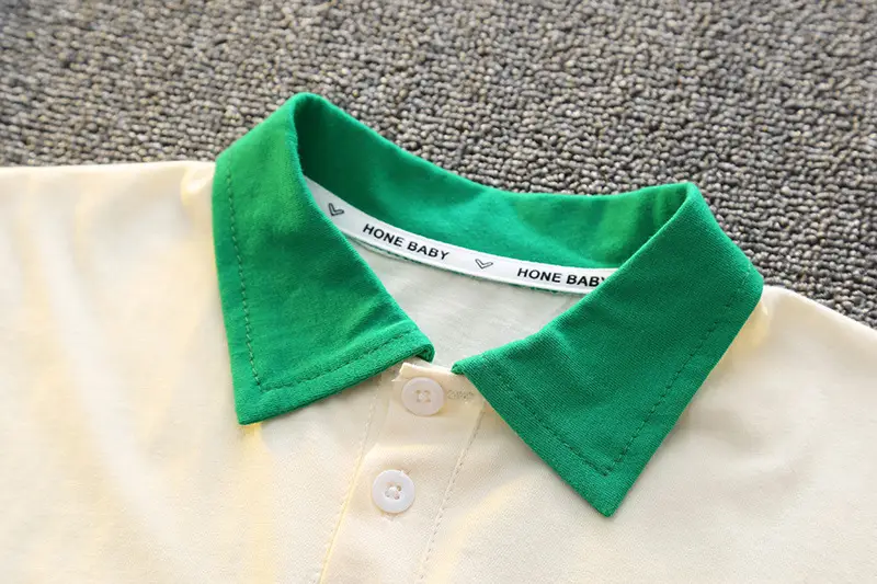 Summer Boys Lapel T-Shirt & Shorts Set Cream Green 2026 — feature 6
