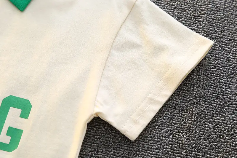 Summer Boys Lapel T-Shirt & Shorts Set Cream Green 2026 — feature 8