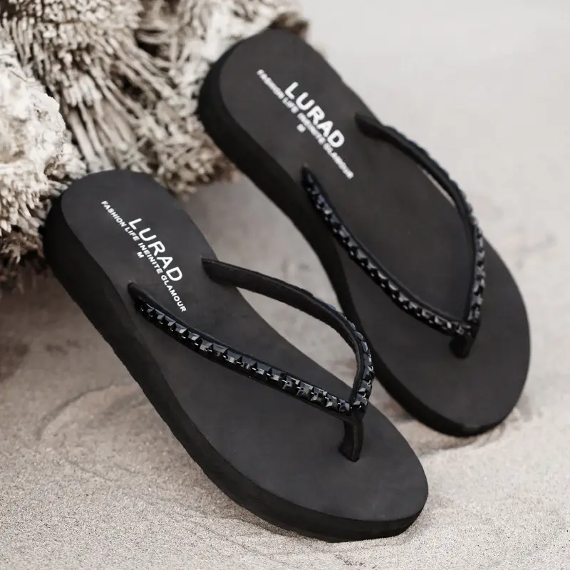Medium-Heeled Water Brick Flip-Flops, Wedge-Heeled, Thick-Soled Women's Sandals, Non-Slip, Anti-Odor, Wear-Resistant Beach Slippers - Image 4