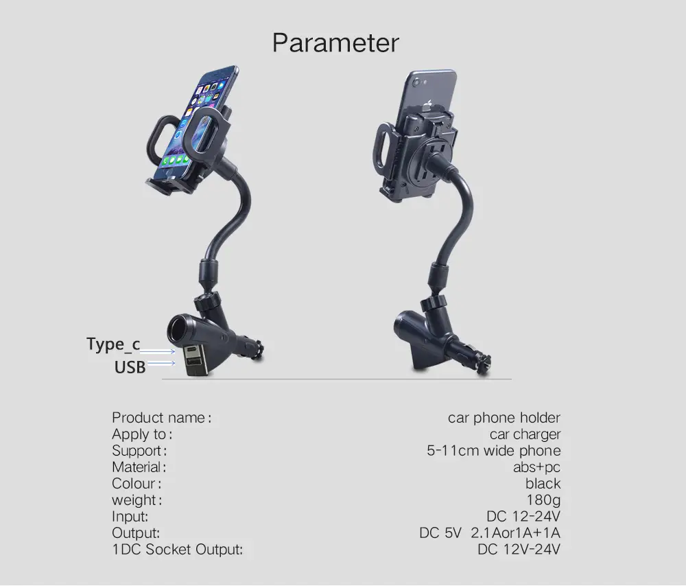 Dual USB Car Phone Holder 360 Rotating Universal Charging — feature 14