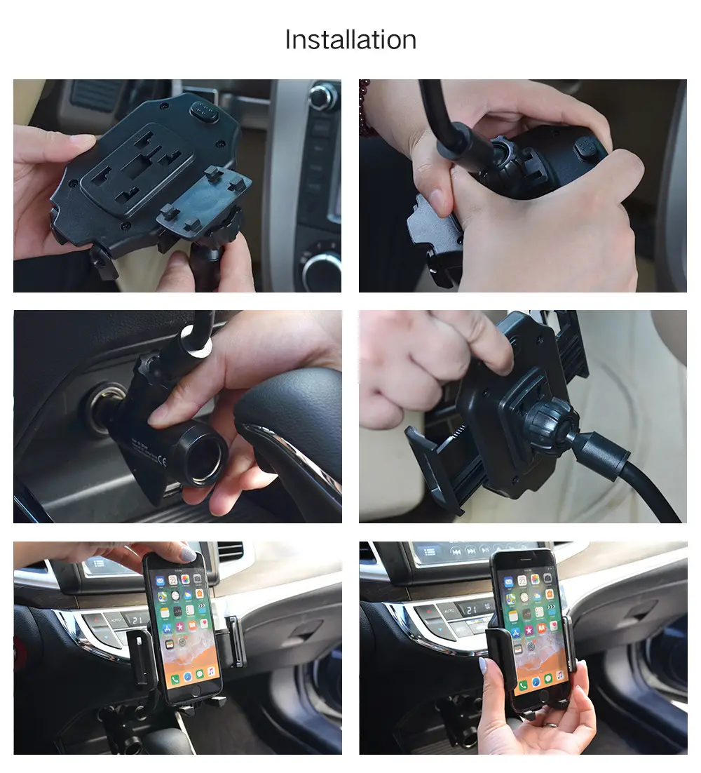 Dual USB Car Phone Holder 360 Rotating Universal Charging — feature 23