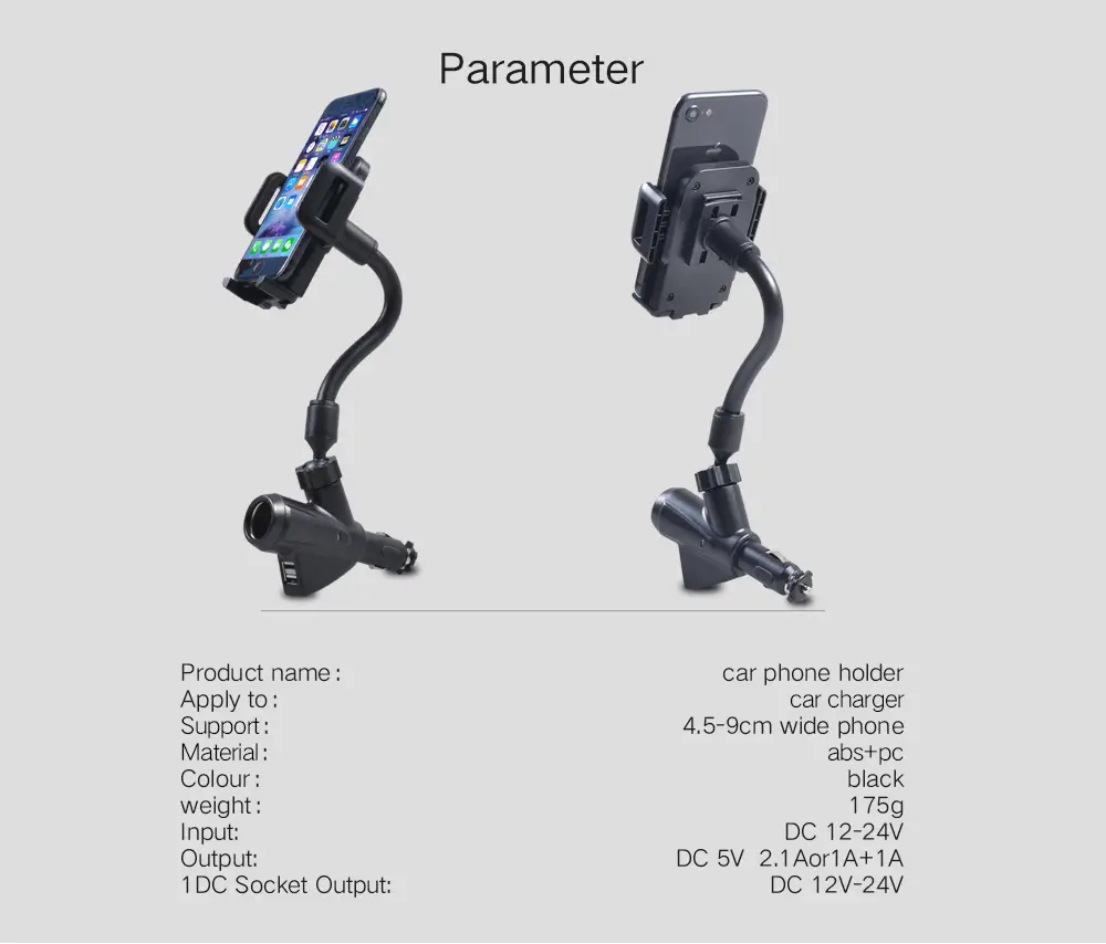 Dual USB Car Phone Holder 360 Rotating Universal Charging — feature 26