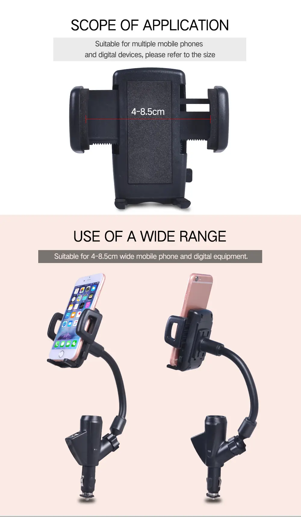Dual USB Car Phone Holder 360 Rotating Universal Charging — feature 30