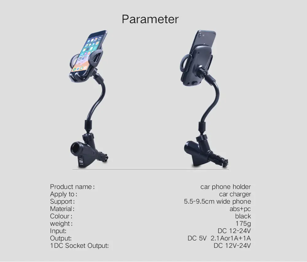 Dual USB Car Phone Holder 360 Rotating Universal Charging — feature 42