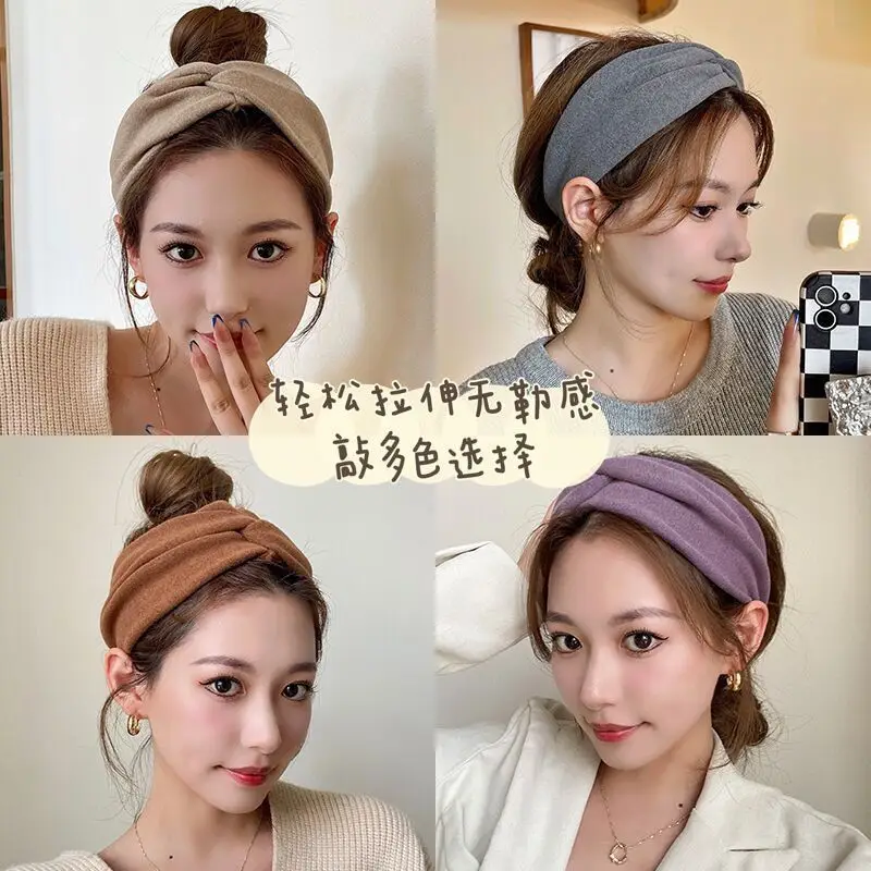 Women's Grey Wool Hair Band Wide Side Autumn Winter - Image 10