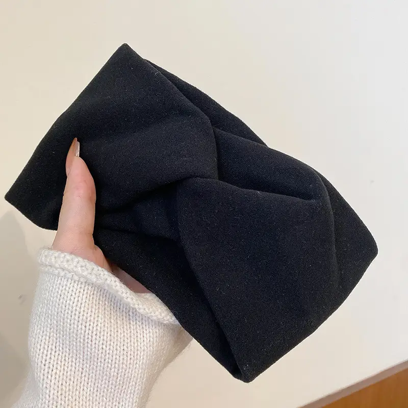 Women's Grey Wool Hair Band Wide Side Autumn Winter - Image 2