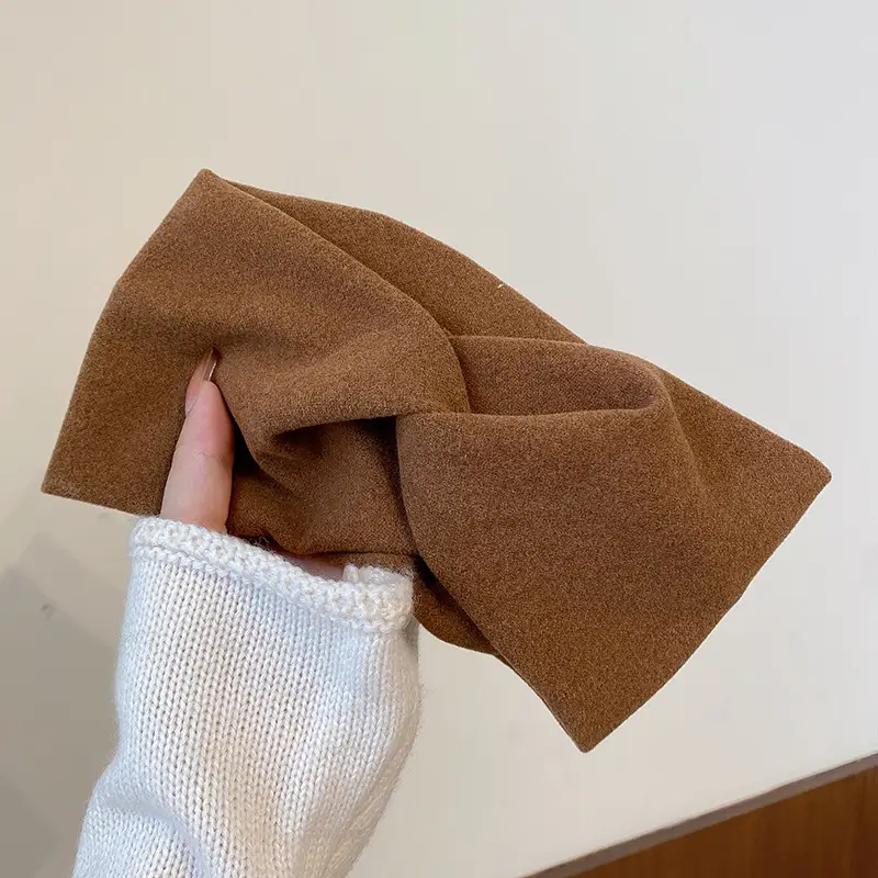 Women's Grey Wool Hair Band Wide Side Autumn Winter - Image 3