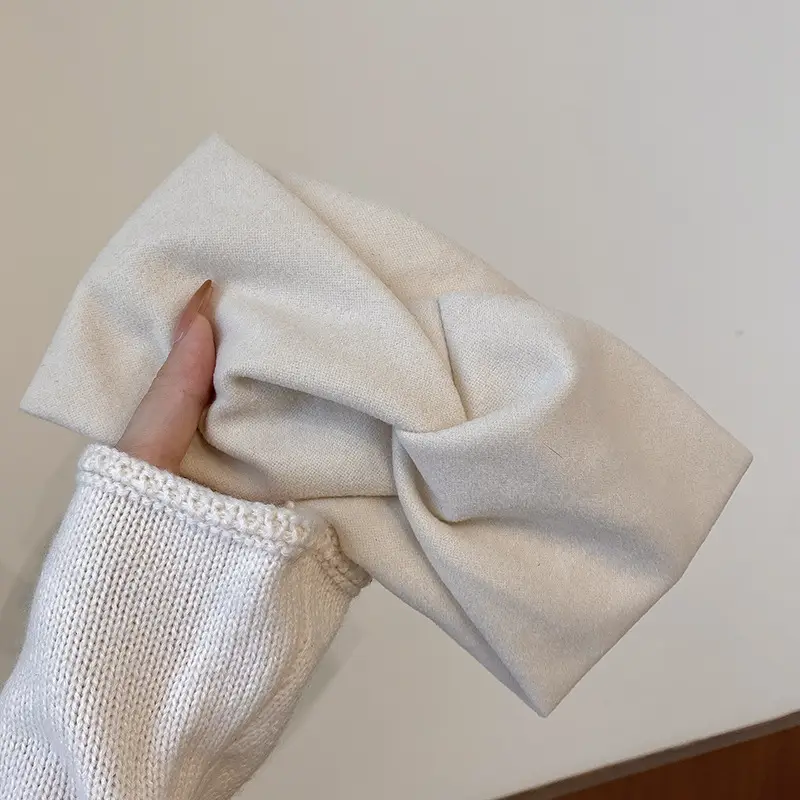 Women's Grey Wool Hair Band Wide Side Autumn Winter - Image 6