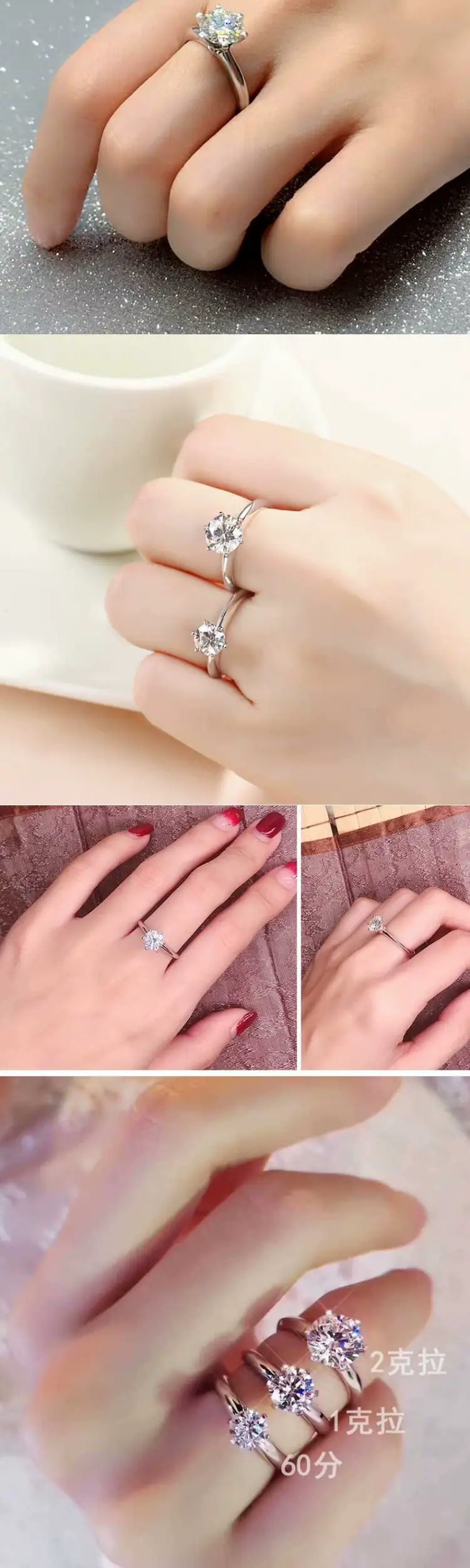 Single Diamond Six-Claw Ring 18k Platinum Pt950 — feature 4