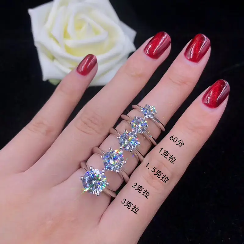 Single Diamond Six-Claw Ring 18k Platinum Pt950 - Image 3