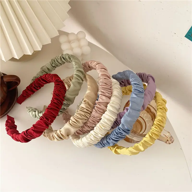 Soft Pleated Hair Hoop in Red, Green, Blue, Gold