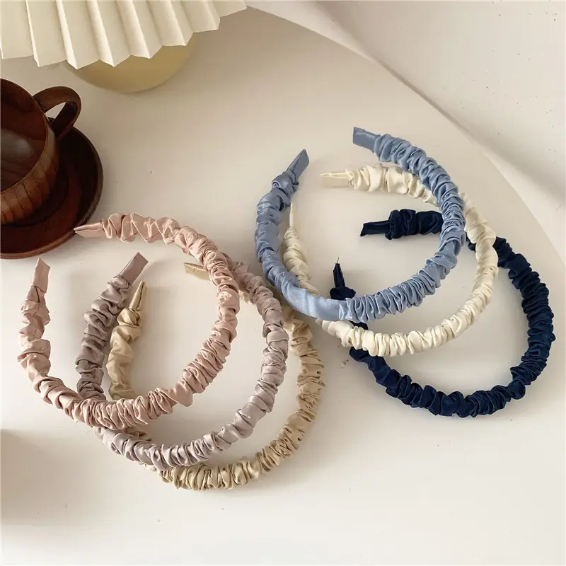 Soft Pleated Hair Hoop in Red, Green, Blue, Gold