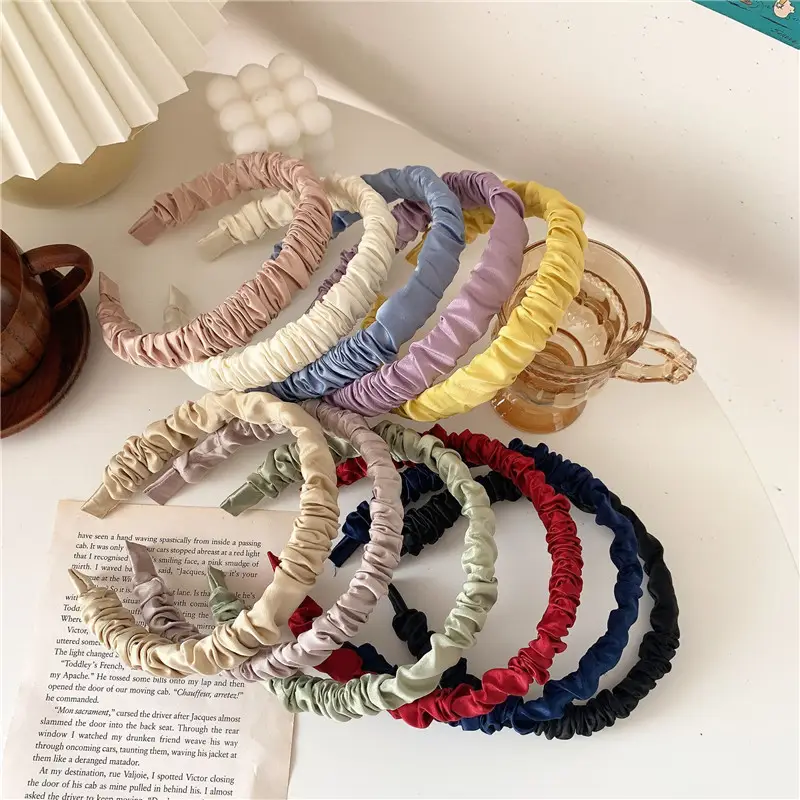 Soft Pleated Hair Hoop in Red, Green, Blue, Gold — feature 1