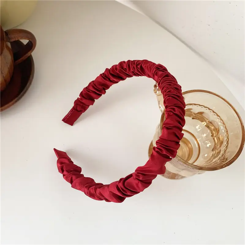 Soft Pleated Hair Hoop in Red, Green, Blue, Gold