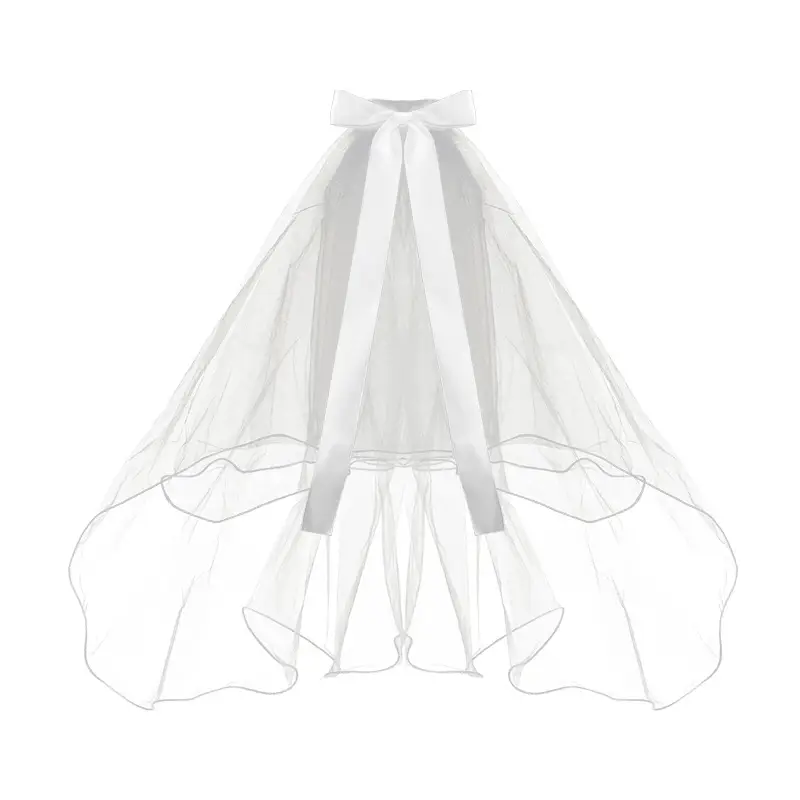 White Multi-Layer Veil Cover for Bride Wedding Dress - Image 42