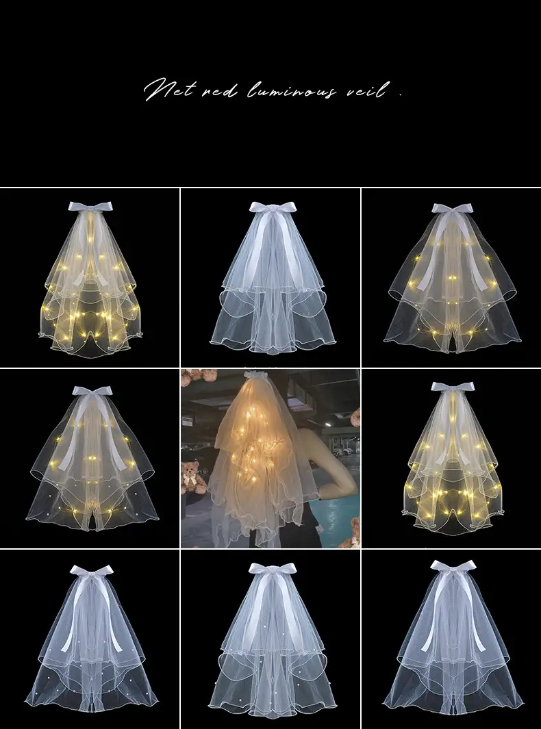 White Multi-Layer Veil Cover for Bride Wedding Dress — feature 1