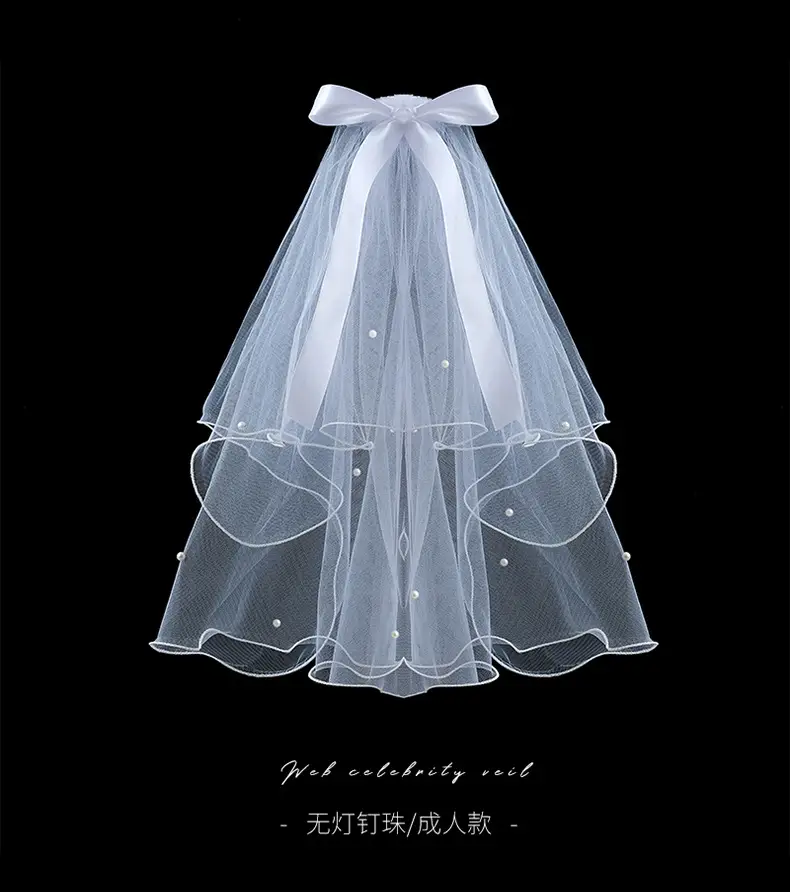 White Multi-Layer Veil Cover for Bride Wedding Dress — feature 11