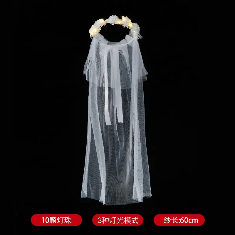White Multi-Layer Veil Cover for Bride Wedding Dress - Image 8
