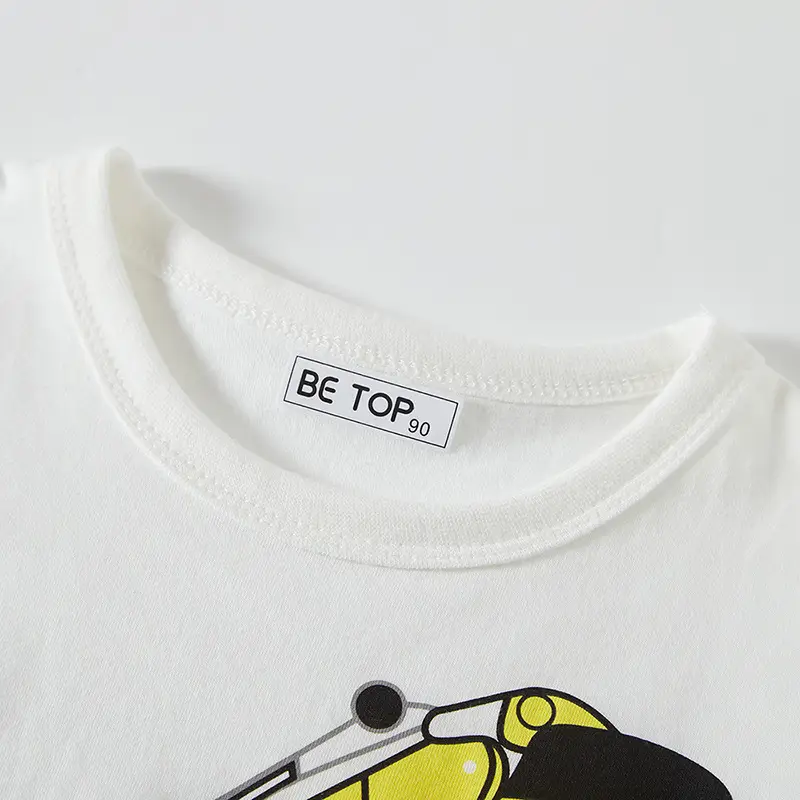Blue Cotton T-Shirt for Boys with Excavator Graphic - Image 5