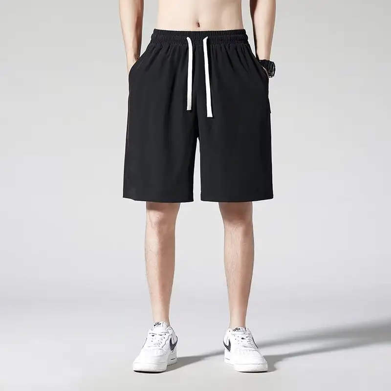 Men Summer Light Gray Drawstring Shorts — feature 3