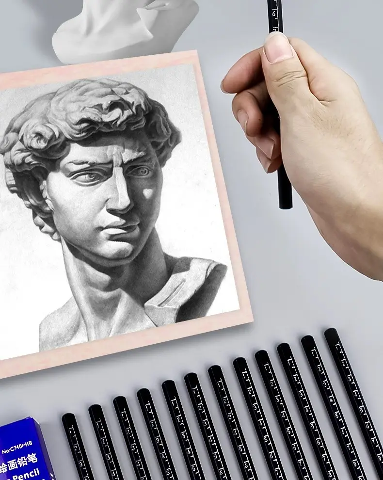 Mali Sketching Pencils for Art Students Drawing 2B Charcoal Pencil C7401 Hard Medium Soft Carbon Pencil 4B Art Drawing Sketching Pencil — feature 15