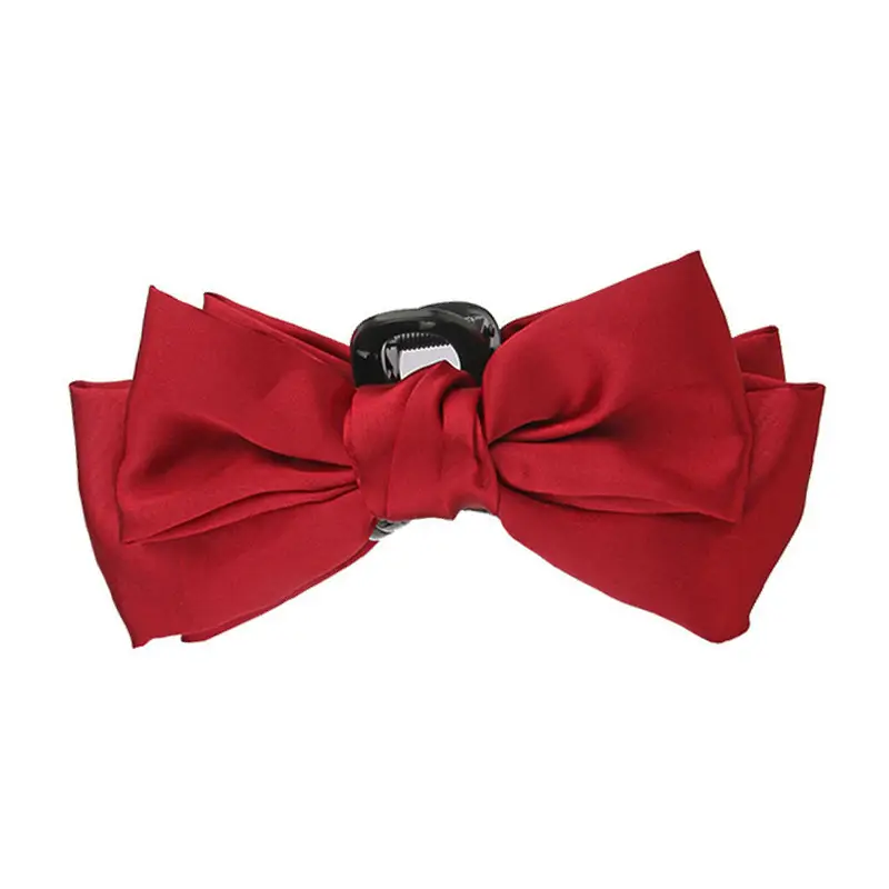 Rich Velvet Rose Bow Hairpin with Gold Embroidery - Image 10