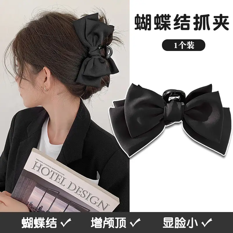 Rich Velvet Rose Bow Hairpin with Gold Embroidery - Image 6