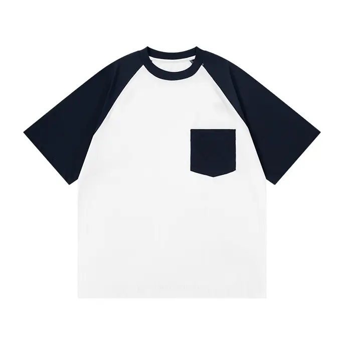 Men Black White Raglan Sleeve T-Shirt 230g - Image 27