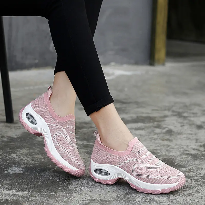 Women's Shoes, Fly-Knit Air-Cushioned Shoes, Foreign Trade Spring and Summer Models, Thick-Soled, Fashionable, Simple, Breathable, Lightweight, Women's Casual Dance Shoes - Image 6