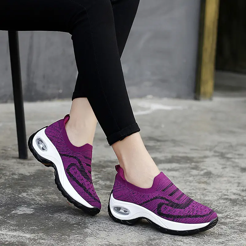 Women's Shoes, Fly-Knit Air-Cushioned Shoes, Foreign Trade Spring and Summer Models, Thick-Soled, Fashionable, Simple, Breathable, Lightweight, Women's Casual Dance Shoes - Image 7
