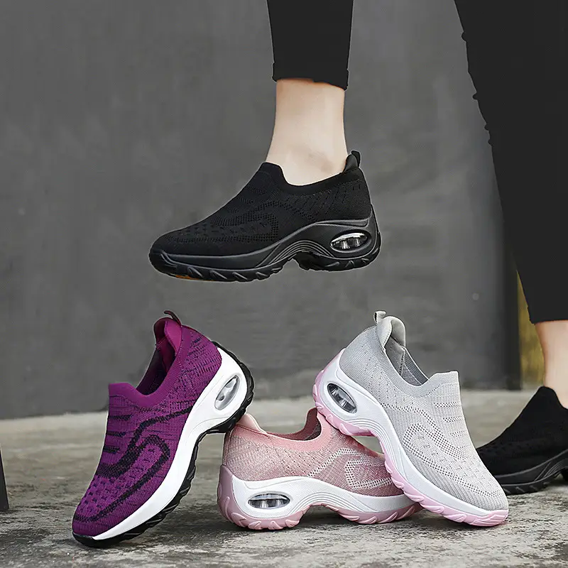 Women's Shoes, Fly-Knit Air-Cushioned Shoes, Foreign Trade Spring and Summer Models, Thick-Soled, Fashionable, Simple, Breathable, Lightweight, Women's Casual Dance Shoes - Image 8