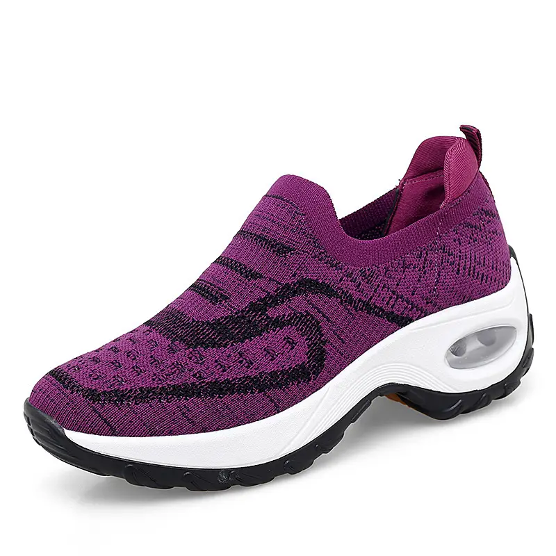 Women's Shoes, Fly-Knit Air-Cushioned Shoes, Foreign Trade Spring and Summer Models, Thick-Soled, Fashionable, Simple, Breathable, Lightweight, Women's Casual Dance Shoes - Image 4