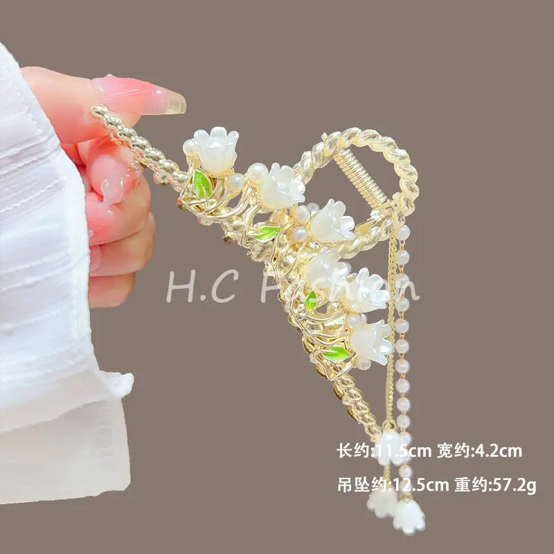 Gold Sparkly Orchid Ear Hairpin for Women — feature 16