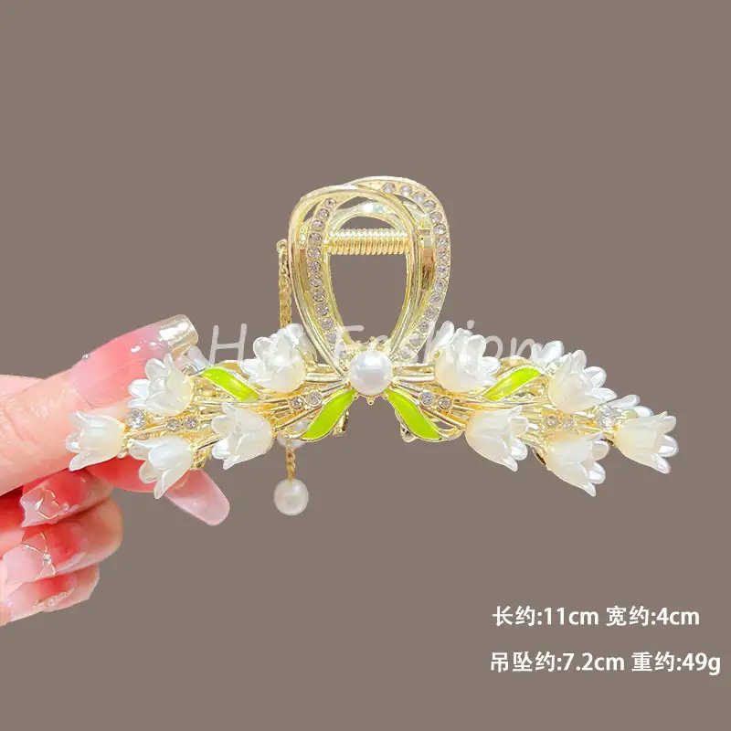Gold Sparkly Orchid Ear Hairpin for Women - Image 4