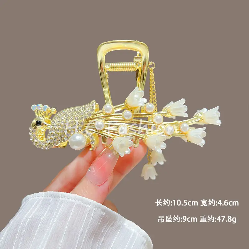 Gold Sparkly Orchid Ear Hairpin for Women - Image 8