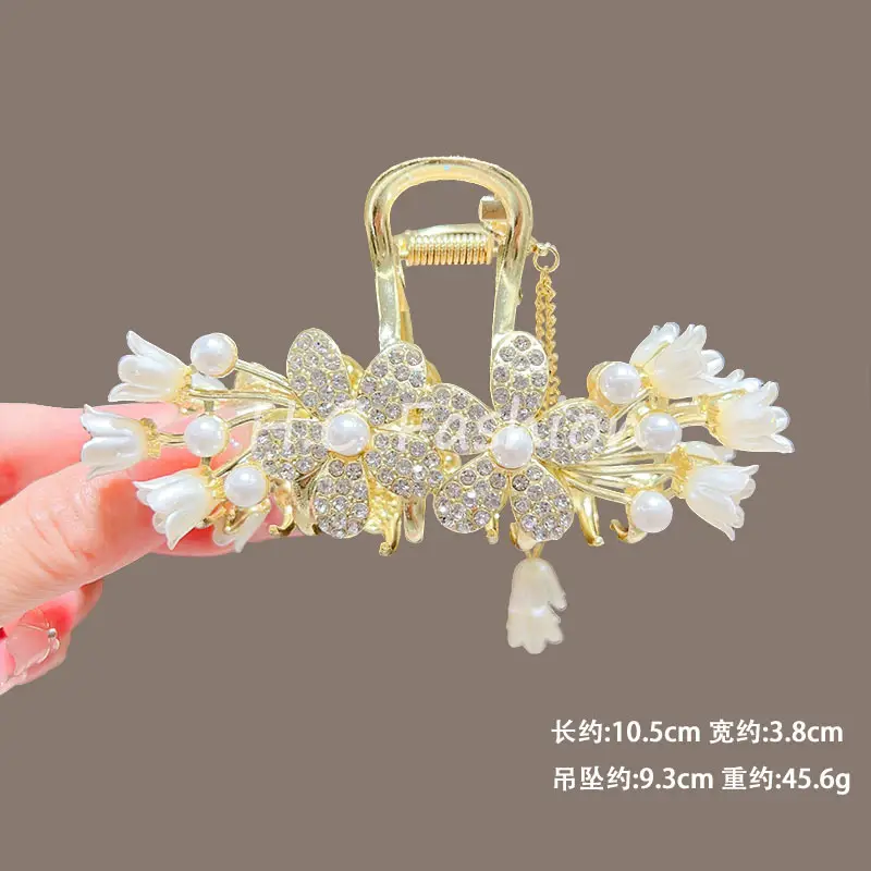 Gold Sparkly Orchid Ear Hairpin for Women - Image 9