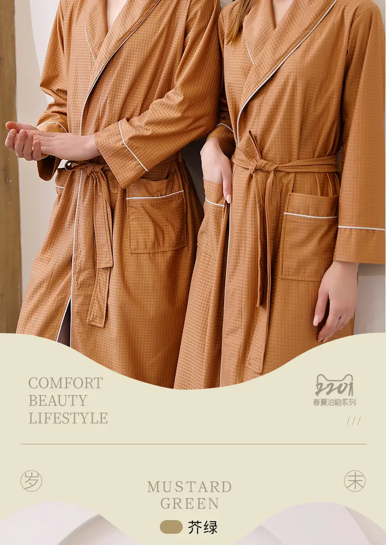 Large Size Bathrobe Set for Men & Women Black White — feature 19