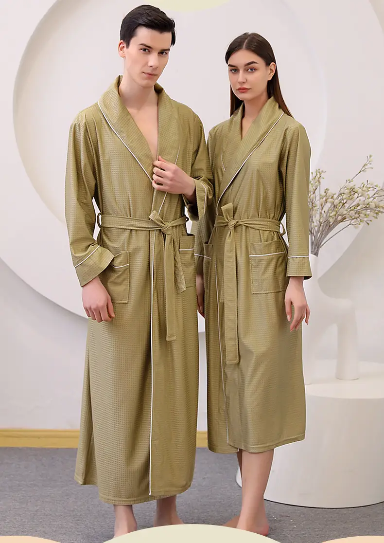 Large Size Bathrobe Set for Men & Women Black White — feature 20