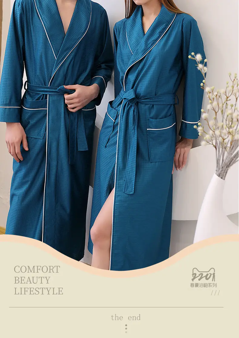 Large Size Bathrobe Set for Men & Women Black White — feature 26