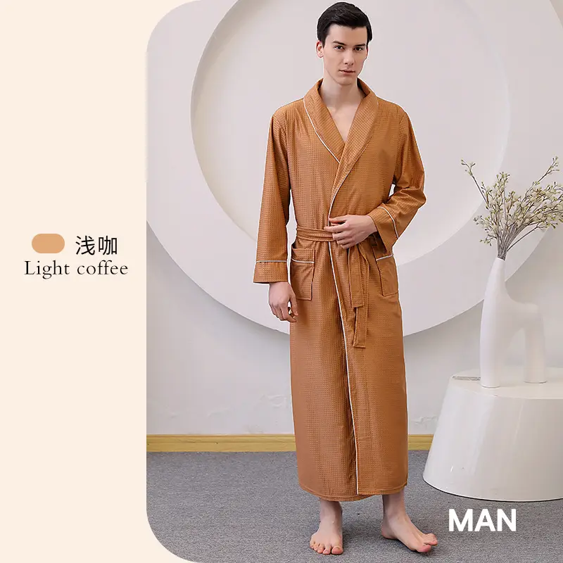 Large Size Bathrobe Set for Men & Women Black White - Image 10