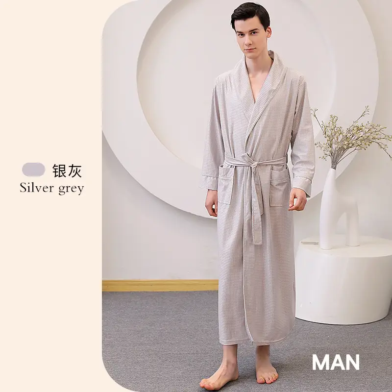 Large Size Bathrobe Set for Men & Women Black White - Image 12