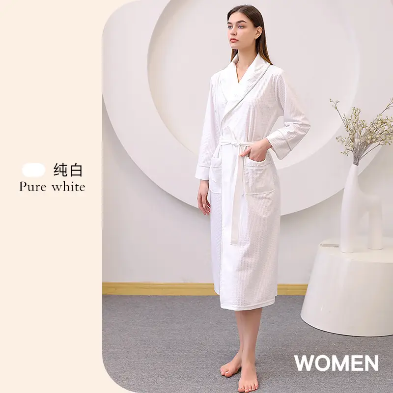 Large Size Bathrobe Set for Men & Women Black White - Image 3