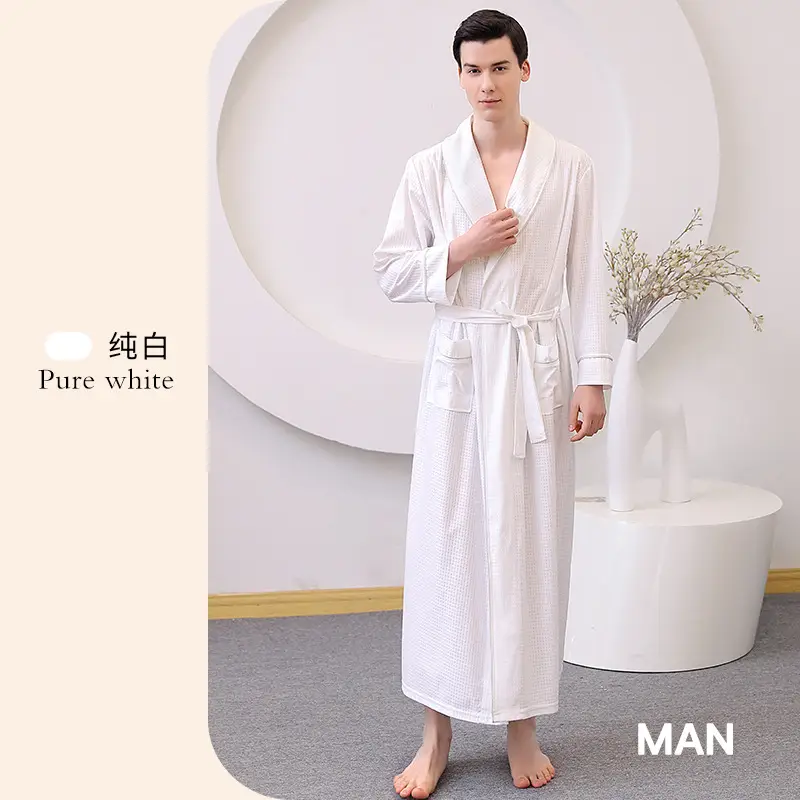 Large Size Bathrobe Set for Men & Women Black White - Image 4