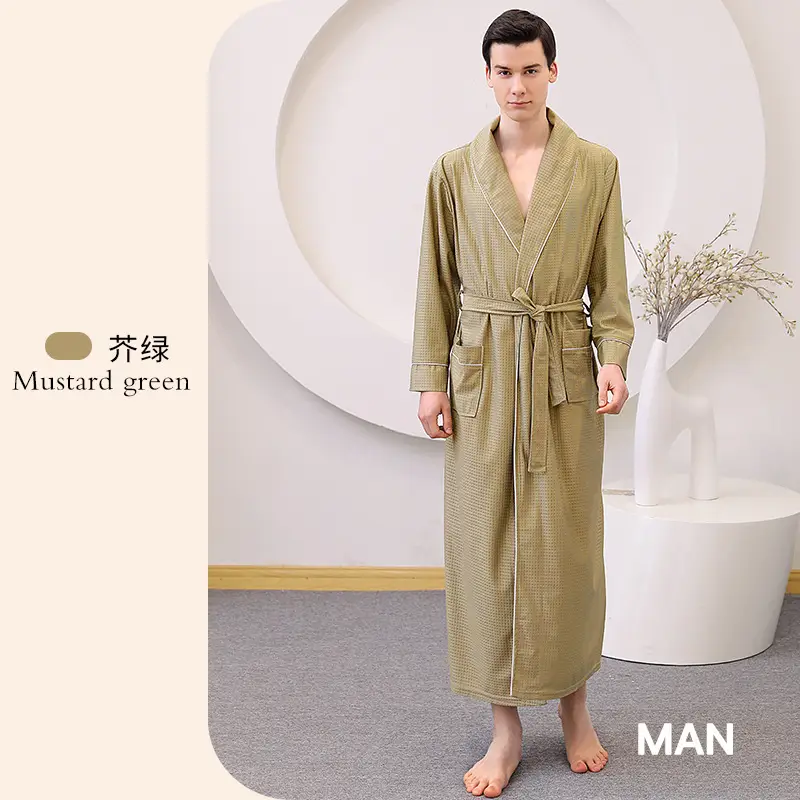 Large Size Bathrobe Set for Men & Women Black White - Image 6