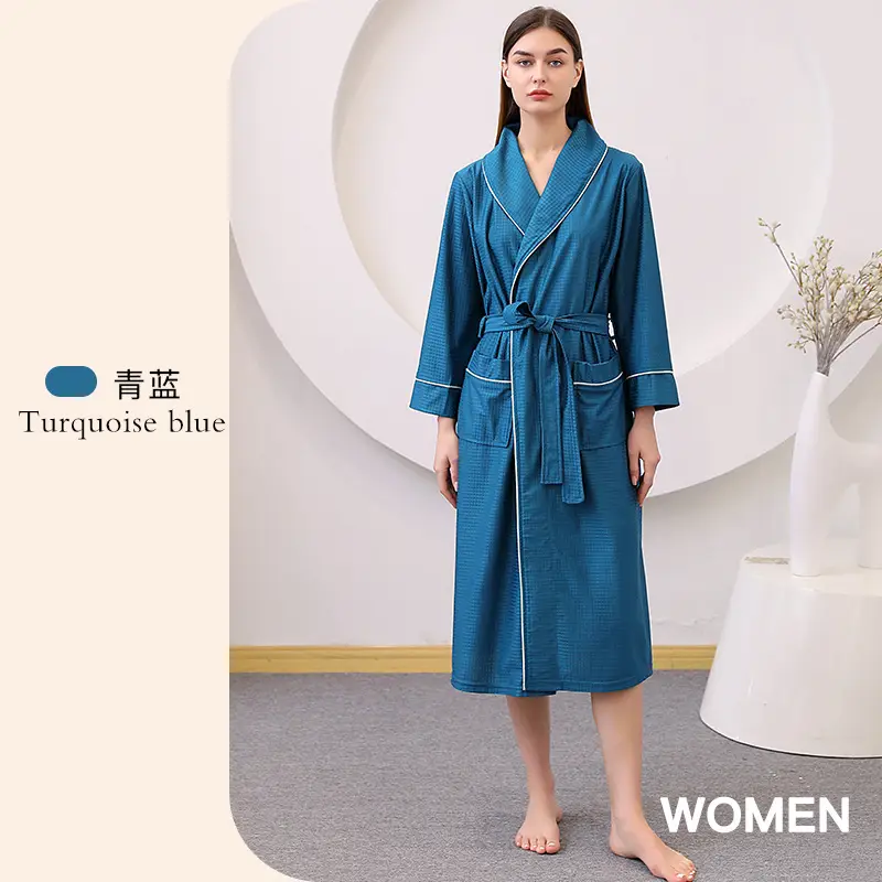 Large Size Bathrobe Set for Men & Women Black White - Image 7