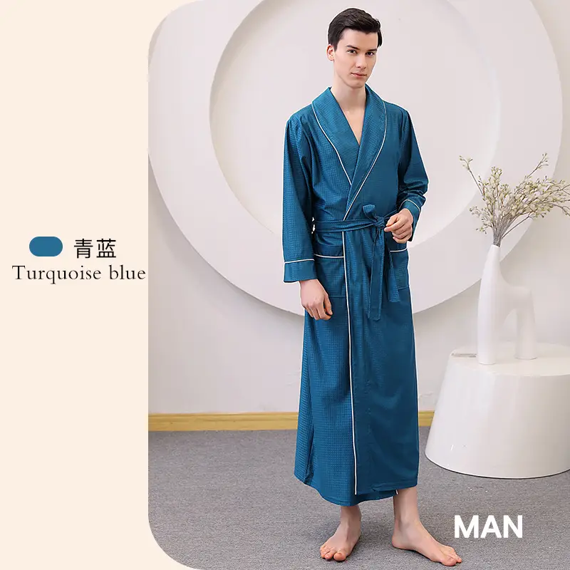 Large Size Bathrobe Set for Men & Women Black White - Image 8