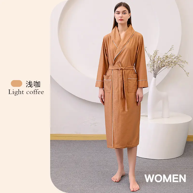 Large Size Bathrobe Set for Men & Women Black White - Image 9